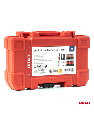Amio – Σετ Καρυδάκια & Μύτες Καστάνιας 25/50mm Heavy Duty σε Βαλιτσάκι για Σταθερή Τοποθέτηση Εργαλείου & Καθημερινή Χρήση – 36 Τεμ. (04782/AM)