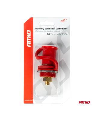 Amio - ΠΟΛΟΣ ΜΠΑΤΑΡΙΑΣ ΘΕΤΙΚΟΣ 3/8'' M10 max.48V 250A ΣΕ ΚΟΚΚΙΝΟ ΧΡΩΜΑ ΜΕ ΚΑΠΑΚΙ - 1 Τεμ. (03814/AM)