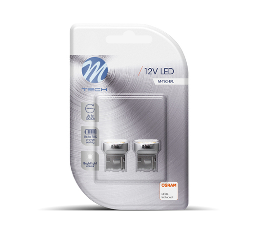 W21W (T20) 12V W3x16d 9xSMD2835 LED OSRAM ΛΕΥΚΟ BLISTER 2ΤΕΜ. M-TECH