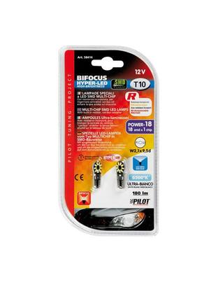 T10 W5W 12V W2,1x9,5d 180lm HYPER-LED 18 ΛΕΥΚΟ (CAN-BUS- ΔΙΠΛΗΣ ΠΟΛΙΚΟΤΗΤΑΣ-ΚΑΡΦΩΤΟ) BLISTER 2ΤΕΜ.