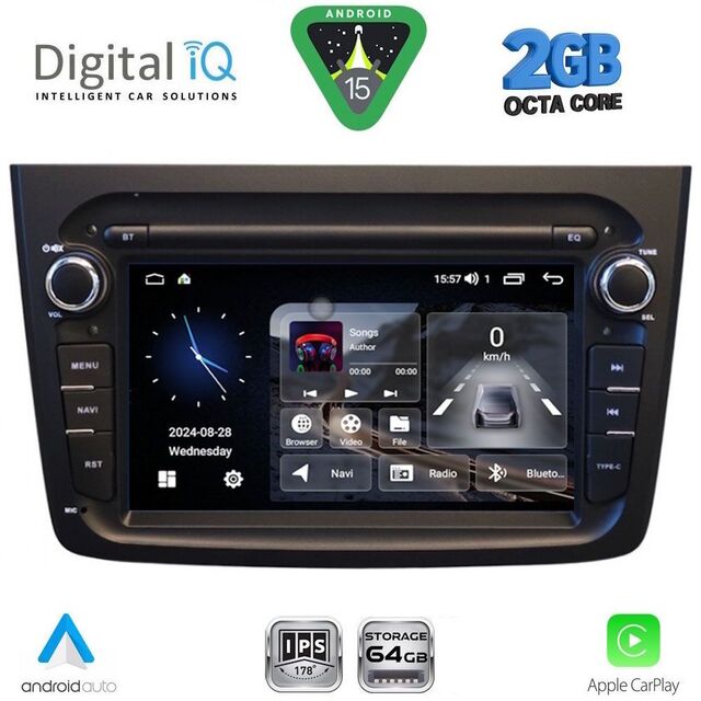 DIGITAL IQ BLE 357BL_CPA (7" DECK) MULTIMEDIA SYSTEM for ALFA ROMEO MITO mod. 2008-2018 (BLACK)