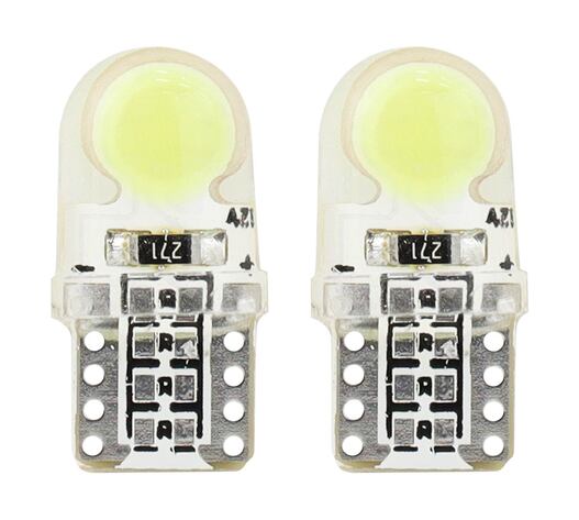 Amio – LED T10 W5W 12V W2.1x9.5d 5600K COB Σιλικόνης Καρφωτό Λευκό για Φώτα Θέσης & Εσωτερικού Αυτοκινήτου – 2 Τεμ. (01441/AM)