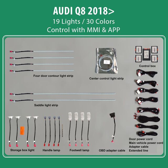 DIQ AMBIENT HC-AD12-WX RGB (Digital iQ Ambient Light for Audi Q8 mod. 2018+ with 19 Lights)