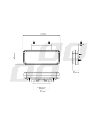 Amio - ΦΩΣ ΟΓΚΟΥ ΦΟΡΤΗΓΟΥ LED ΛΕΥΚΟ 10-30V 124x49x22mm ΑΔΙΑΒΡΟΧΟ OM-02-W 1ΤΕΜ. (02377/AM)