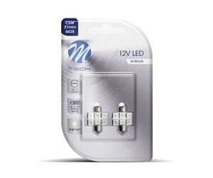 ΛΑΜΠΑΚΙΑ ΠΛΑΦΟΝΙΕΡΑΣ C5W/C10W 12V 1,44W SV8,5 31mm LED 6xSMD5050 ΜΠΛΕ BLISTER M-TECH - 2 τεμ.