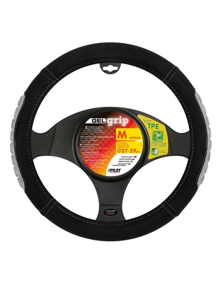 ΚΑΛΥΜΜΑ ΤΙΜΟΝΙΟΥ GEL GRIP (M) 37/39cm ΜΙΚΡΟΙΝΕΣ/ΤΖΕΛ ΜΑΥΡΟ/ΓΚΡΙ ΑΟΣΜΟ ECO-FRIENDLY