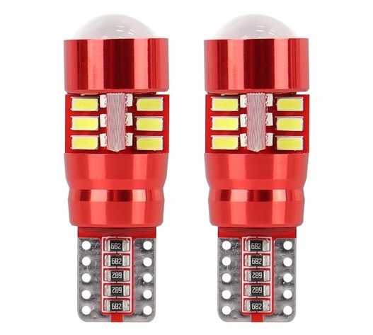 Amio – LED CANBUS T10 W5W 12V W2.1x9.5d 5600K 27xSMD 3014HP Καρφωτό Λευκό για Φώτα Θέσης & Εσωτερικού Αυτοκινήτου – 2 Τεμ. (01446/AM)