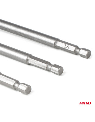 Amio – Προσαρμογείς HEX 1/4" σε Καρυδάκια 1/4" 3/8" 1/2" Heavy Duty για Σταθερή Τοποθέτηση & Καθημερινή Χρήση – Σετ 6 Τεμ. (04781/AM)