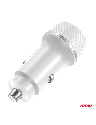 Amio - ΦΟΡΤΙΣΤΗΣ ΑΝΑΠΤΗΡΑ 12/24V ΜΕ 2 ΘΥΡΕΣ USB-C+USB 20W 5V/3AQC ΤΑΧΕΙΑΣ ΦΟΡΤΙΣΗΣ ΛΕΥΚΟΣ - 1 Τεμ. (03878/AM)