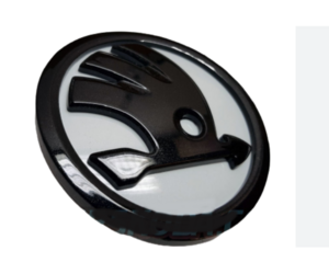 Σήμα 80mm άσπρο/μαύρο γυαλιστερό - Skoda