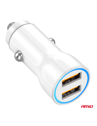 Amio - ΦΟΡΤΙΣΤΗΣ ΑΝΑΠΤΗΡΑ 12/24V ΜΕ 2 ΘΥΡΕΣ 2xUSB 10.5W 5V/2.1A ΛΕΥΚΟΣ - 1 Τεμ. (03879/AM)
