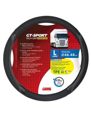 Κάλυμμα Τιμονιού Φορτηγού GT-SPORT Μαύρο με Ασημί Ραφή - 46/48 cm Large