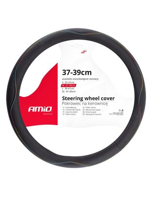 Amio - ΚΑΛΥΜΜΑ ΤΙΜΟΝΙΟΥ 37/39CM SWC-42-M ΜΑΥΡΟ ΔΕΡΜΑΤΙΝΗ ΜΕ ΧΡΩΜΑΤΙΣΤΗ ΡΑΦΗ - 1 ΤΕΜ. (02815/AM)