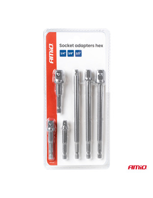 Amio – Προσαρμογείς HEX 1/4" σε Καρυδάκια 1/4" 3/8" 1/2" Heavy Duty για Σταθερή Τοποθέτηση & Καθημερινή Χρήση – Σετ 6 Τεμ. (04781/AM)