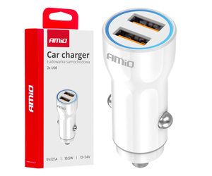 Amio - ΦΟΡΤΙΣΤΗΣ ΑΝΑΠΤΗΡΑ 12/24V ΜΕ 2 ΘΥΡΕΣ 2xUSB 10.5W 5V/2.1A ΛΕΥΚΟΣ - 1 Τεμ. (03879/AM)