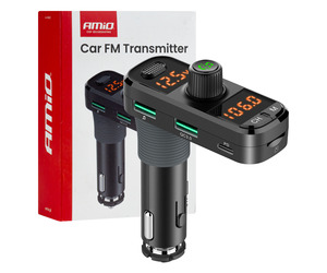 Amio - FM Transmitter Αναπτήρα τύπου FMT06 τάση λειτουργίας 12-24V με 2xUSB Type-A, 1xUSB Type-C και υποδοχή microSD για Επιβατικά Αυτοκίνητα και Φορτηγά - 1 τεμ. (04653/AM)