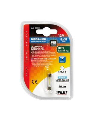 ΛΑΜΠΑΚΙ ΠΛΑΦΟΝΙΕΡΑΣ 12V 8x31mm 20lm ΛΕΥΚΟ MEGA-LED9 COB (ΔΙΠΛΗΣ ΠΟΛΙΚΟΤΗΤΑΣ- CAN-BUS) BLISTER 1ΤΕΜ.