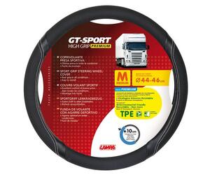 Κάλυμμα Τιμονιού Φορτηγού GT-SPORT Μαύρο με Ασημί Ραφή - 44/46 cm Medium