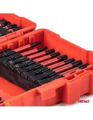 Amio – Σετ Καρυδάκια & Μύτες Καστάνιας 25/50mm Heavy Duty σε Βαλιτσάκι για Σταθερή Τοποθέτηση Εργαλείου & Καθημερινή Χρήση – 36 Τεμ. (04782/AM)