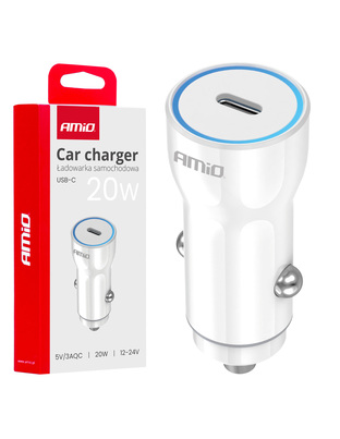 Amio - ΦΟΡΤΙΣΤΗΣ ΑΝΑΠΤΗΡΑ 12/24V ΜΕ 1 ΘΥΡΑ USB-C 20W 5V/3AQC ΤΑΧΕΙΑΣ ΦΟΡΤΙΣΗΣ ΛΕΥΚΟΣ - 1 Τεμ. (03880/AM)