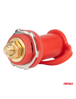 Amio - ΠΟΛΟΣ ΜΠΑΤΑΡΙΑΣ ΘΕΤΙΚΟΣ 3/8'' M10 max.48V 250A ΣΕ ΚΟΚΚΙΝΟ ΧΡΩΜΑ ΜΕ ΚΑΠΑΚΙ - 1 Τεμ. (03814/AM)