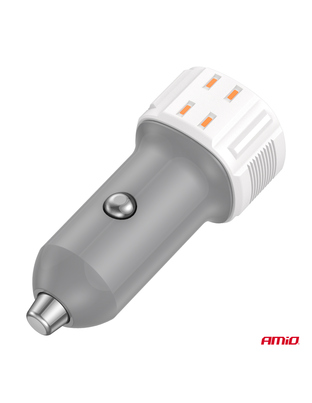 Amio - ΦΟΡΤΙΣΤΗΣ ΑΝΑΠΤΗΡΑ 12/24V ΜΕ 2 ΘΥΡΕΣ USB-C+USB 38W 5V/3AQC ΤΑΧΕΙΑΣ ΦΟΡΤΙΣΗΣ ΛΕΥΚΟΣ - 1 Τεμ. (03883/AM)