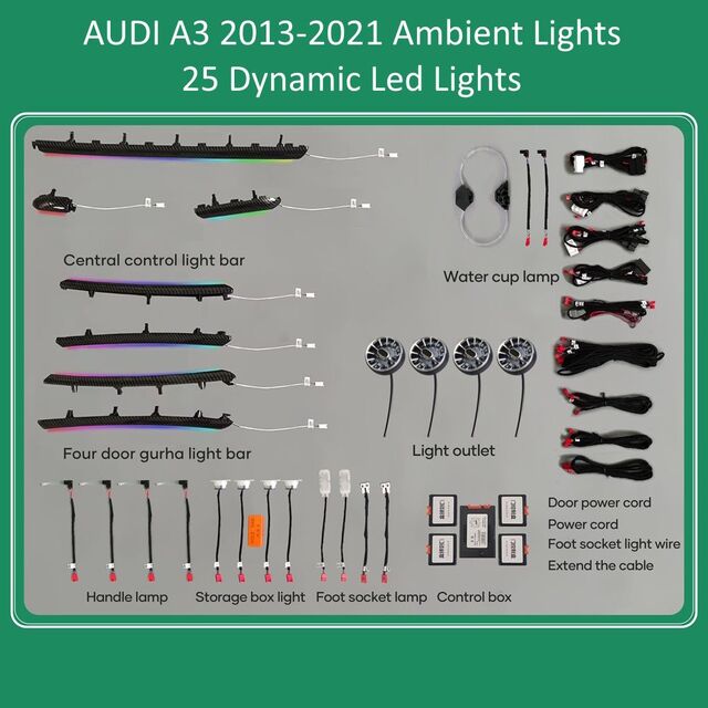 DIQ AMBIENT AUDI A3 (8V) DYN (Digital iQ Dynamic Ambient Light Audi A3 mod. 2013-2021, 25 Lights with Airvent)
