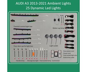 DIQ AMBIENT AUDI A3 (8V) DYN (Digital iQ Dynamic Ambient Light Audi A3 mod. 2013-2021, 25 Lights with Airvent)