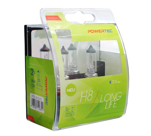 H8 12V 35W PGJ19-1 POWERTEC LONG LIFE (up to 3.200k) ΑΛΟΓΟΝΟΥ  M-TECH - 2 τεμ