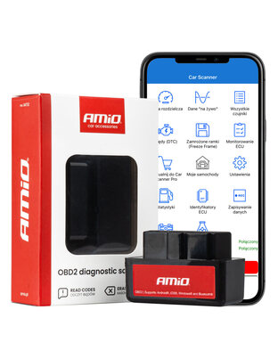 Amio - Διαγνωστικό Αυτοκινήτου OBD 2 τύπου ELM327 Bluetooth Mini τάση λειτουργίας 12V με ασύρματη σύνδεση για Επιβατικά Αυτοκίνητα - 1 τεμ. (04732/AM)