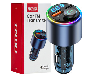 Amio - FM Transmitter Αυτοκινήτου 12/24V με 1xUSB Type-A και 1xUSB Type-C - 1 τεμ. (04655/AM)
