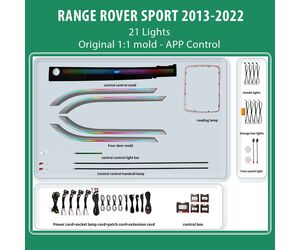 DIQ AMBIENT RANGE ROVER SPORT (L494) TRIM mod. 2013-2022  (Digital iQ Ambient Light for LAND ROVER RANGE ROVER SPORT L494 mod. 2013-2021 with 21 Lights)