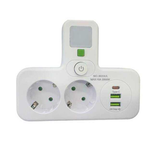ΠΟΛΥΠΡΙΖΟ 2500W ΜΕ 2 ΠΡΙΖΕΣ, 2 ΘΥΡΕΣ USB-A, 1 ΘΥΡΑ USB-C & ΔΙΑΚΟΠΤΗ QH-05189