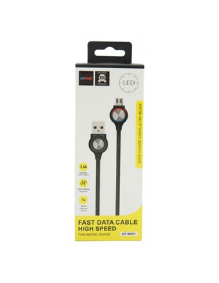 MicroUSB ΚΑΛΩΔΙΟ 2.4Α ΜΕ ΕΝΔΕΙΞΗ LED ANDOWL AN-QY-W081