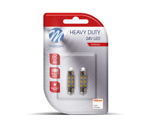 ΛΑΜΠΑΚΙΑ ΠΛΑΦΟΝΙΕΡΑΣ C5W 24V 0,24W SV8,5 36mm LED 6xSMD3528 ΛΕΥΚΟ BLISTER 2ΤΕΜ. M-TECH