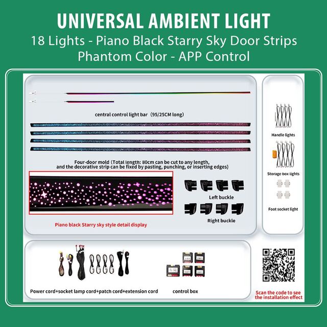 DIQ AMBIENT TYM01X (Universal Ambient Light with 18 Lights, Piano Black Starry Sky Strips)