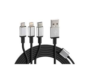 ΚΑΛΩΔΙΟ USB ΦΟΡΤΙΣΗΣ CERBERO 100 cm (3 ΑΝΤΑΠΤΟΡΕΣ TYPE C/APPLE/MICRO USB - 8 PIN) SILVER LINE