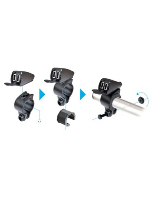 ΦΟΡΤΙΣΤΗΣ USB ΔΙΠΛΟΣ TREK 12/24V 5400mA ΜΕ ΒΑΣΗ ΣΤΗΡΙΞΗΣ ΤΙΜΟΝΙΟΥ 21-32mm ΚΑΙ ΚΑΛΩΔΙΟ 150cm ΑΔΙΑΒΡΟΧΟΣ