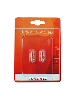 T10 W5W 12V W2,1x9,5d (ΚΑΡΦΩΤΟ ΑΚΑΛΥΚΟ) POWERTEC STANDARD ΑΛΟΓΟΝΟΥ 2ΤΕΜ. M-TECH