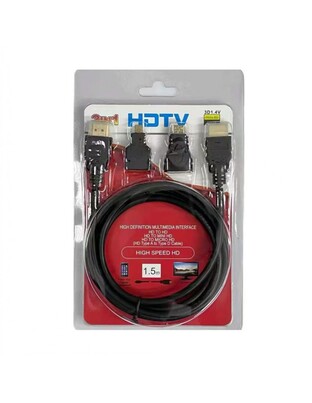 ΚΑΛΩΔΙΟ HDMI 1.4 HDMI ΑΡΣΕΝΙΚΟ - HDMI ΑΡΣΕΝΙΚΟ 1.5m + MINI/MICRO HDTV ΑΝΤΑΠΤΟΡΑΣ 8979
