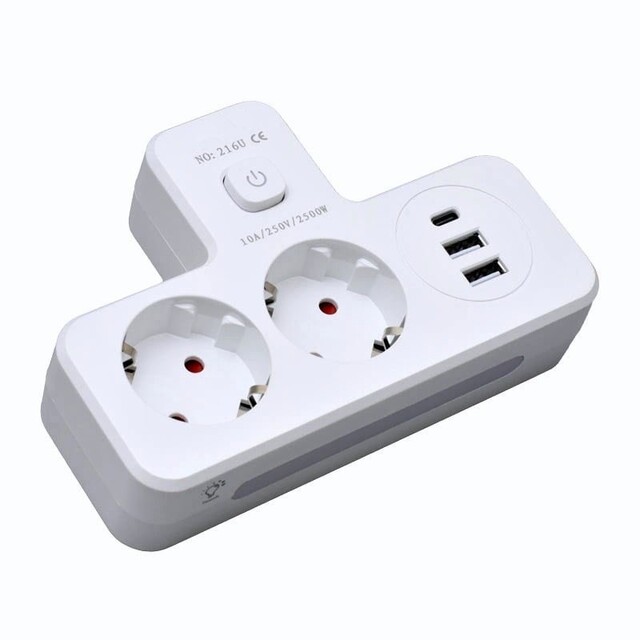 ΠΟΛΥΠΡΙΖΟ 2500W ΜΕ 2 ΠΡΙΖΕΣ, 2 ΘΥΡΕΣ USB-A, 1 ΘΥΡΑ USB-C & ΔΙΑΚΟΠΤΗ QH-05187