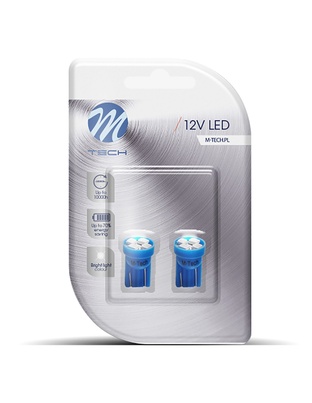 T10 W5W 12V W2,1x9,5d LED 4xSMD3528 ΜΠΛΕ (ΚΑΡΦΩΤΟ ΑΚΑΛΥΚΟ) BLISTER 2ΤΕΜ. M-TECH