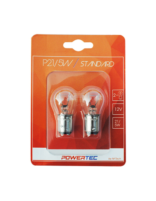 P21/5W 12V 21/5W BAY15d ΔΙΠΟΛΙΚΟ (STOP) POWERTEC STANDARD ΑΛΟΓΟΝΟΥ 2ΤΕΜ.