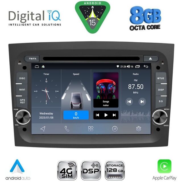 DIGITAL IQ BLM 738_CPA (7" DECK) MULTIMEDIA SYSTEM for FIAT DOBLO mod. 2015-2022