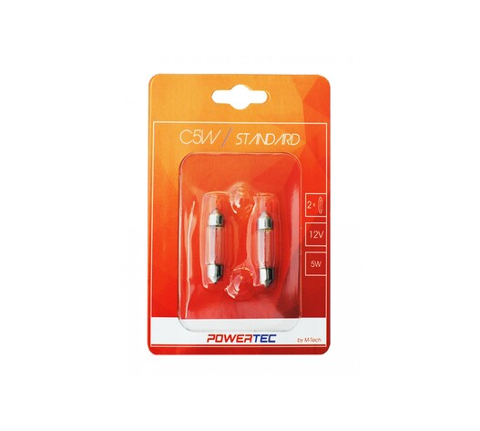 ΛΑΜΠΑΚΙΑ ΠΛΑΦΟΝΙΕΡΑΣ C5W 12V 5W SV8,5-8 11x36mm POWERTEC STANDARD ΑΛΟΓΟΝΟΥ 2ΤΕΜ.