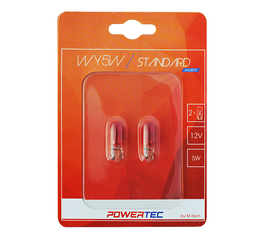WY5W 12V 5W W2,1x9,5d ΠΟΡΤΟΚΑΛΙ (ΚΑΡΦΩΤΟ ΑΚΑΛΥΚΟ) POWERTEC STANDARD ΑΛΟΓΟΝΟΥ 2ΤΕΜ.