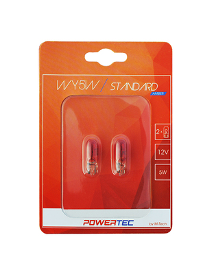 WY5W 12V 5W W2,1x9,5d ΠΟΡΤΟΚΑΛΙ (ΚΑΡΦΩΤΟ ΑΚΑΛΥΚΟ) POWERTEC STANDARD ΑΛΟΓΟΝΟΥ 2ΤΕΜ.