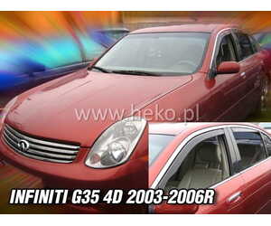 Heko - Ανεμοθραύστες Παραθύρων Για Infiniti G35 (V35) 2003 > 2006 4πορτο Sedan υλικό Acrylic Χρώμα Φιμέ - 2 τεμ. (ΑΝΕΜ.21507)