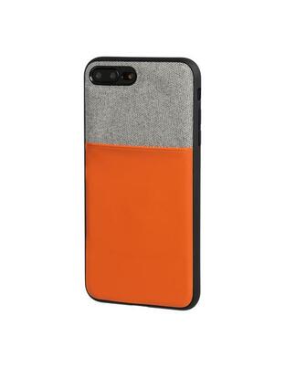 APPLE iPHONE 7 PLUS ΚΑΙ 8 PLUS ΘΗΚΗ ΚΙΝΗΤΟΥ DUO POCKET ΓΚΡΙ-ΠΟΡΤΟΚΑΛΙ ΜΑΓΝΗΤΙΚΗ SILVER LINE