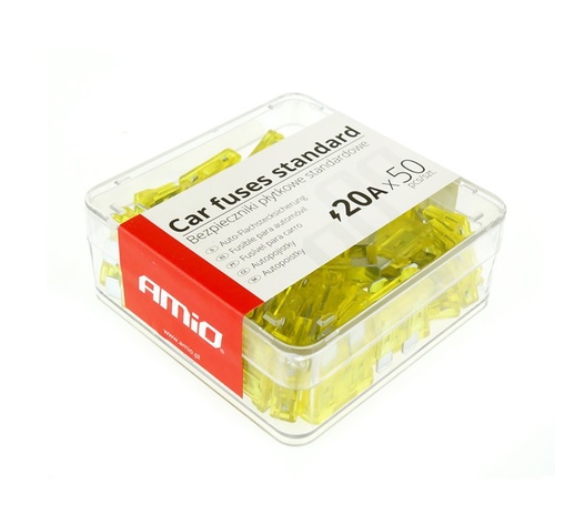 Amio - Ασφάλειες Αυτοκινήτου Standard 20A Μαχαιρωτές Blade για Ηλεκτρικό Σύστημα Οχήματος - 50 τεμ. (01336/AM)